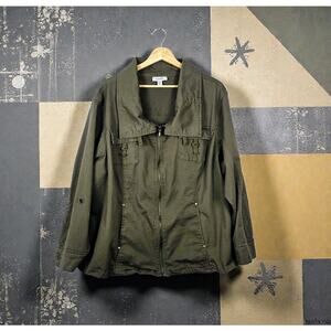 Dress Barn Army Green Jacket Large Collar Size 22 24